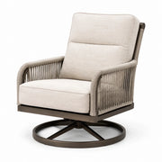Sillón giratorio de aluminio y cuerda de poliéster beige