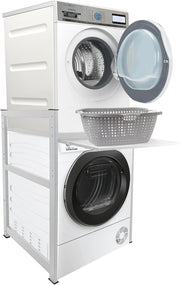 Estantería para lavadora QUICK STAR 74x65x111 cm con bandeja extraíble, color blanco, estante de pie, organizador de almacenamiento para secadora y baño