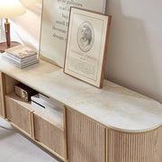Mueble de TV de lujo moderno, centro de entretenimiento, con superficie de mármol sintético