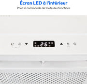 Aire acondicionado Split inteligente MEDION P502 (5000 BTU, 3 en 1, refrigeración, deshumidificación, ventilación, para caravanas, autocaravanas, kit de sellado de ventanas, modo noche, control Wi-Fi, pantalla, MD 37735)