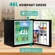 Mininevera SMETA 45L, frigorífico pequeño silencioso, 39dB, nevera para bebidas con termostato de 6 niveles 0-10°C, minibar con puerta reversible para hogar, oficina, camping y dormitorio, negro