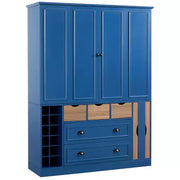 Despensa de cocina independiente Whisen de 71'' de altura, armario de almacenamiento grande para comedor, alacena con 4 puertas plegables, estantes y botelleros