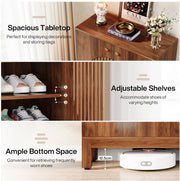 Tribesigns zapatero, estante para zapatos de 5 niveles, mueble zapatero estrecho con puertas de lamas, 20 pares, con estantes ajustables, organizador de madera para entrada, pasillo, salón (marrón)