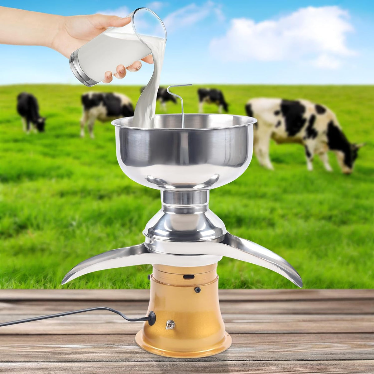 Separador centrífugo eléctrico de leche de 5 L, 50 L/h, centrífuga de leche, separador de nata, separadora centrífuga de crema de leche, máquina separadora con tanque de leche