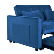 Sofá cama extraíble moderno, sofá cama 3 en 1 con respaldo ajustable, sofá biplaza de terciopelo, almohadas y bolsillos laterales