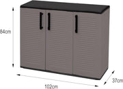 Armario multiusos para interior o exterior Dmora, mueble de 3 puertas con 1 estante de polipropileno, 100% hecho en Italia, 102x37x84 cm, color gris