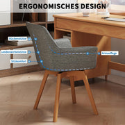WAFTING Juego de 6 sillas de comedor giratorias, silla giratoria de 360° con reposabrazos y patas de madera, silla tapizada de terciopelo para comedor, sala de estar, cocina, dormitorio, gris oscuro