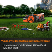 WORX LANDROID VISION WR216E.1, Robot cortacésped inalámbrico sin cable perimetral 1600 m² Sup. máx 1700 m², instalación en 30 min, cámara 4K + IA adaptativa, evita todos los obstáculos, corte de bordes, multizona