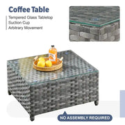 Conjunto de muebles de mimbre para patio exterior de 13 piezas XIZZI con mesa de fuego