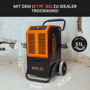 Deshumidificador Comedes BTR 50 (máx. 51 litros / 24h) adecuado para habitaciones y sótanos de hasta 100 m² / 230 m³