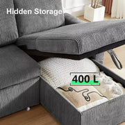 Sofá cama seccional Dyonery de 81", sofá cama en forma de L con chaise longue de almacenamiento reversible, USB, respaldo reclinable