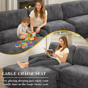Sofá seccional modular extra grande Dyonery 158, tela de CHENILLE con asiento profundo, montaje sin herramientas