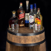 Bar de vino LED Weeco. Botellero mueble bar XL. Barril vintage decorativo para salón. Minibar para ginebra, whisky y cerveza. Mesa alta de barril. Barril de madera para copas y botellas. Estante de vino, set de regalo.