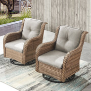 Sillones mecedoras de mimbre para exteriores Gymojoy con base giratoria (juego de 2)
