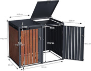 Cubre contenedores ML-Design de 3 unidades para 240L, cerramiento para 3 cubos de basura, caseta resistente a la intemperie, estructura de acero, contenedor con tapa, puerta con cerradura, 200x80x116,3 cm, color antracita efecto óxido