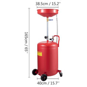 VEVOR Depósito de drenaje de aceite usado de 80 L, recipiente de drenaje de aceite portátil, drenaje de transferencia de fluido de combustible, altura de embudo ajustable, con válvula de regulación de presión