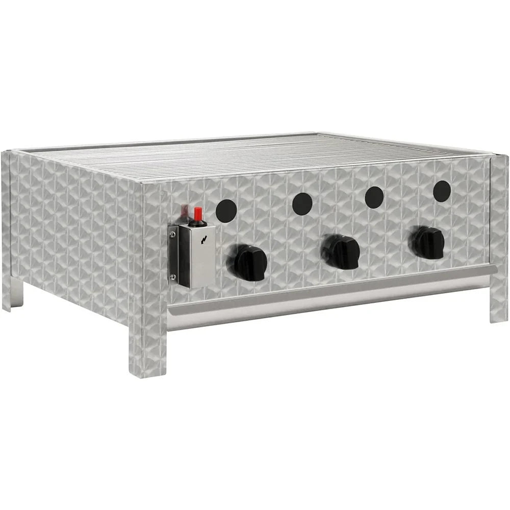 Asador de gas de acero inoxidable de 3 quemadores GB-K1103B, parrilla de gas de mesa, 10000W, 64x52x27 cm, para exteriores