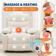 Sillón reclinable elevador eléctrico, reclinables eléctricos para ancianos con calor y masaje, asistencia para levantarse con portavasos, bolsillo lateral, para sala de estar