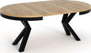WFL GROUP Mesa de comedor redonda extensible con efecto mármol blanco - Mesa de estilo loft con patas de metal - Mesa industrial para salón - Ahorro de espacio - Mármol blanco - 100 a 180 cm