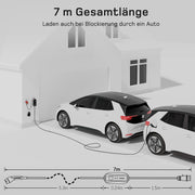 Mobile Wallbox/Ladestation 11kW 3-phasig|7m|6-16A] mit Traveller-Adapter-Set, Ladekabel CEE 16A auf Typ 2 und EV-Ladegerät für Model Y/3, ID.3/4/5, MG4, EX30, e-up, e-tron, Zoe und andere Elektrofahrzeuge