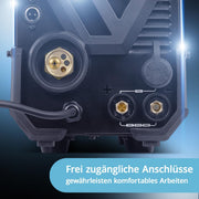 Equipo de soldadura de gas protector 3 en 1 STAHLWERK MTM-200 ST – equipamiento completo – TIG, MIG/MAG, MMA/electrodo hasta 200 A, alimentación de alambre sinérgica, accionamiento de 4 rodillos, apto para hilo relleno, acero, chapa fina