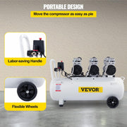 Compresseur d'air sans huile VEVOR, compresseur d'air comprimé silencieux, outil d'atelier pour réparations domestiques, gonflage de pneus (100L 2,2KW, électrovanne)