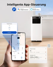 Aire acondicionado portátil 9000 BTU 2,6 kW con tubo de escape | Aire acondicionado móvil 3 en 1 | Sellado de ventanas | Control por APP + mando a distancia | Funcionamiento silencioso | Temporizador 24h | Para habitaciones de hasta 25 m²