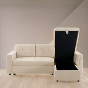 Sofá seccional reversible convertible con cama extraíble, chaise longue con almacenamiento oculto y patas duraderas