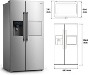 Midea KS-DDX 6.32 WT Frigorífico americano / 178,8 cm de altura / 254 kWh/año / No Frost / Compresor Dual Inverter / con dispensador de agua/hielo 3 en 1 y depósito de agua, Dark Inox