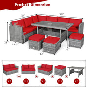 Conjunto de comedor de ratán para patio de 7 piezas Costway, sofá seccional y otomana - Ver detalles
