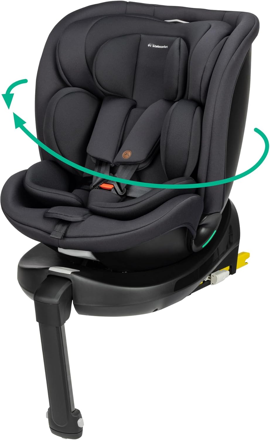 Bebeconfort RevolveFix Plus 360 i-Size, Silla de coche giratoria 360, 0-12 años, 40-150 cm, Silla de coche ISOFIX, Pata de apoyo, Rotación 360, 6 posiciones de reclinado, 12 posiciones de reposacabezas, Full Black