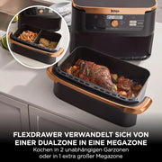 Freidora de aire Ninja AF500EUCP Foodi FlexDrawer 10,4 L – 7 funciones, zona doble, 2470 W, negro/cobre