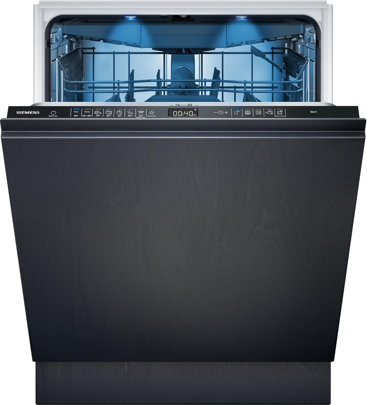 Siemens SX95EX12CE, lavavajillas inteligente iQ500, lavavajillas totalmente integrable, 60 cm, fabricado en Alemania, XXL, bandeja para cubiertos, extra silencioso, varioSpeed, autoOpen dry, glassZone, bisagra vario