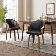 Sillas de comedor giratorias de madera curvada y PU (juego de 2)