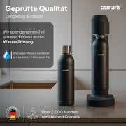 Gasificador de agua Sparkle One de acero inoxidable con 2 botellas de acero inoxidable de 1,1 L y válvula de liberación de presión