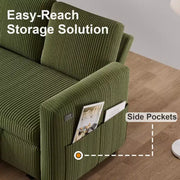 Sofá cama Dyonery 81, sofá seccional en forma de L, sofá extraíble con respaldo reclinable, puertos USB