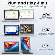 KEFEYA 2K QHD Monitor portátil para computadora de 14", extensor de pantalla con altavoces y soporte, pantalla doble Plug & Play para computadora portátil de 13-16,5", compatible con Mac, Windows, Android y Dex
