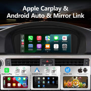Autorradio para BMW Serie 3/5 E60 E61 E63 E64 E90 E91 E92 CCC (2004-2008), estéreo con CarPlay inalámbrico, Android Auto, retención del sistema iDrive, actualización de pantalla estéreo para coche basada en Linux