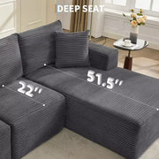 Sofá moderno de 108", sofá tapizado de 3 plazas en forma de L con cojines, sofá de asiento profundo, no requiere montaje