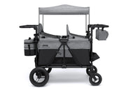 Jeep Wrangler Deluxe Stroller Wagon for 4 Kids – Removable Canopy, Cooler Bag, Modular Seats, XXL Storage, All-Terrain Tires, Adjustable Handlebars