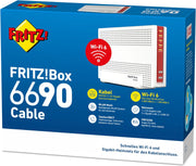 FRITZ!Box 6690 Cable | Router para conexión por cable (módem de cable DOCSIS 3.1, Wi-Fi 6 4x4 (WLAN AX) con 4800 Mbps (5 GHz) + 1200 Mbps (2,4 GHz), 1 puerto LAN de 2,5 gigabits, USB 3.0, DECT)