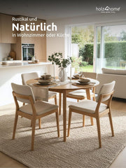 holz4home® Mesa redonda de madera maciza de roble I Mesa de madera de roble mesa de salón mesa de cocina de madera I Aspecto moderno patas inclinadas I Mesa de roble maciza redonda mesa de comedor mesa de comedor (115 cm)