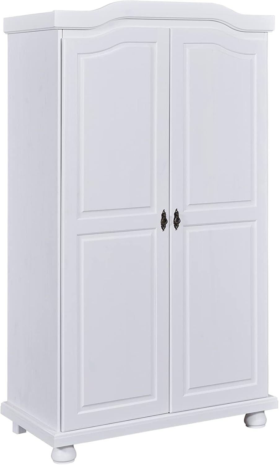 Inter Link - Armario - Pino macizo - Guardarropa - Estilo rústico - Armario para ropa blanca - Armario multiusos - Armario de dormitorio - 2 puertas - Lacado en blanco - Hedda
