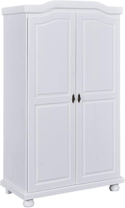 Inter Link - Armario - Pino macizo - Guardarropa - Estilo rústico - Armario para ropa blanca - Armario multiusos - Armario de dormitorio - 2 puertas - Lacado en blanco - Hedda