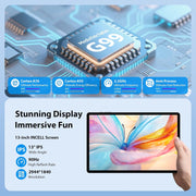 Tablette 3K de 13 pulgadas con Android 15, 36GB RAM, 512GB ROM (extensión 2TB), 4G LTE丨5G WiFi, 2940*1840 UHD, 11580mAh, G99 2.2GHz, 13MP+8MP, tableta táctil con teclado丨GPS丨4 altavoces (Gris)