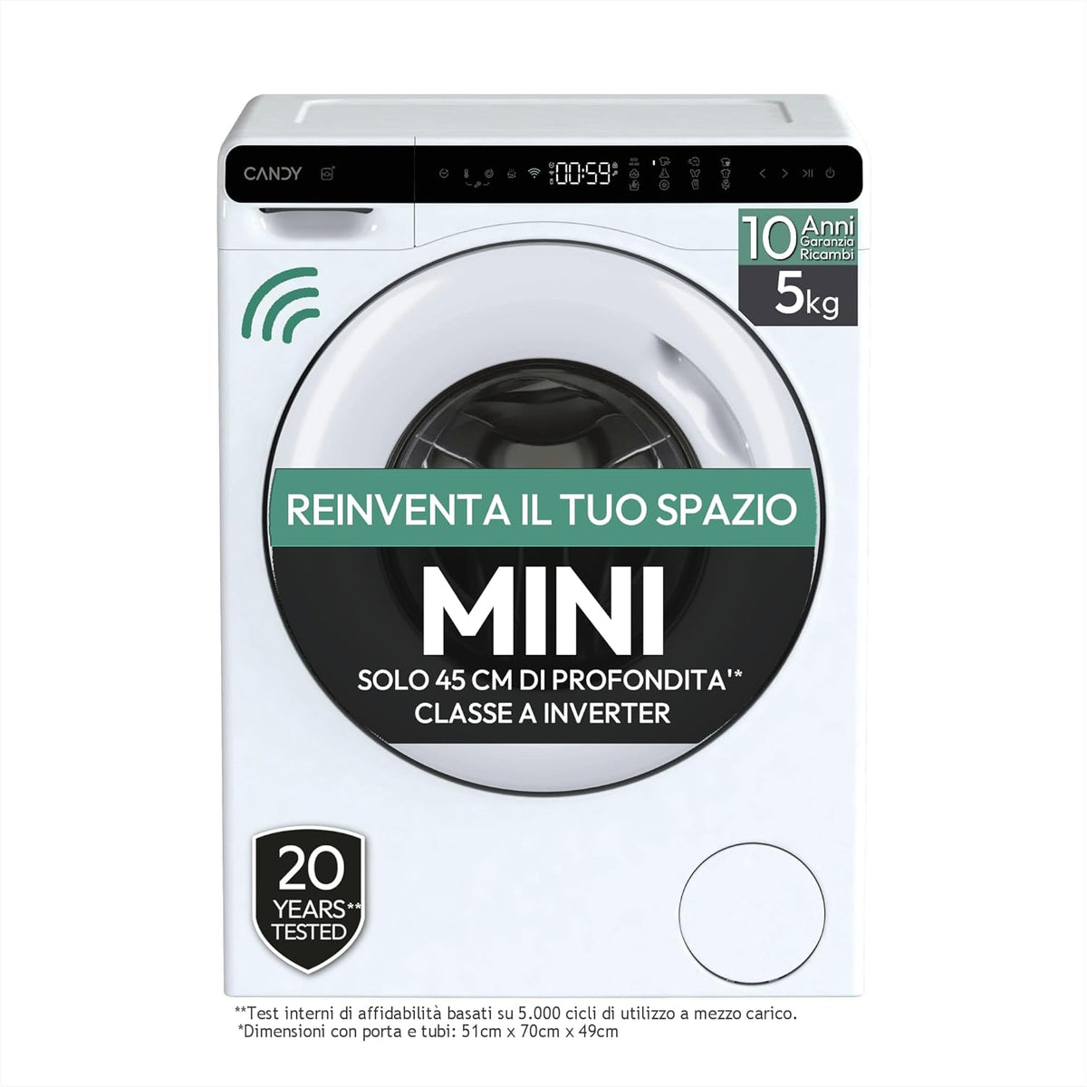 LAV.C/FRONTAL SLIM 49CM 5KG 1200RPM CE.A INV.WIFI AI
