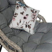 Sillón colgante con soporte y cojines, tejido a mano, silla colgante de ratán, hamaca, cesta colgante, muebles de jardín, muebles de balcón, columpio colgante Bodrum (blanco)