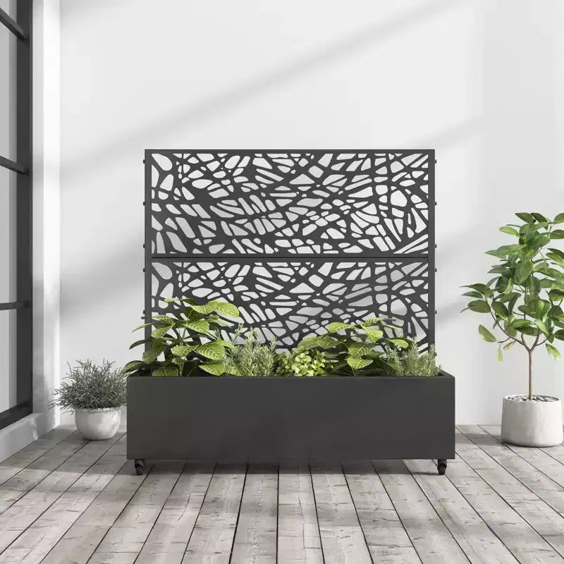 Jardinera MAYEERTY con enrejado de hierro, red negra, estilo 01, 72x47x16 pulgadas, juego de 3 piezas