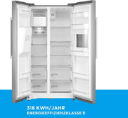 Midea KS-DDX 6.32 WT Frigorífico americano / 178,8 cm de altura / 254 kWh/año / No Frost / Compresor Dual Inverter / con dispensador de agua/hielo 3 en 1 y depósito de agua, Dark Inox