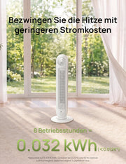 Ventilador de torre inteligente Dreo, 20 dB ultra silencioso, alcance de 10 m, 4 velocidades, 4 modos, temporizador de 8 h, oscilación de 90°, ventilación con refrigeración, Wi-Fi y mando a distancia para dormitorio, Nomad OneS, blanco